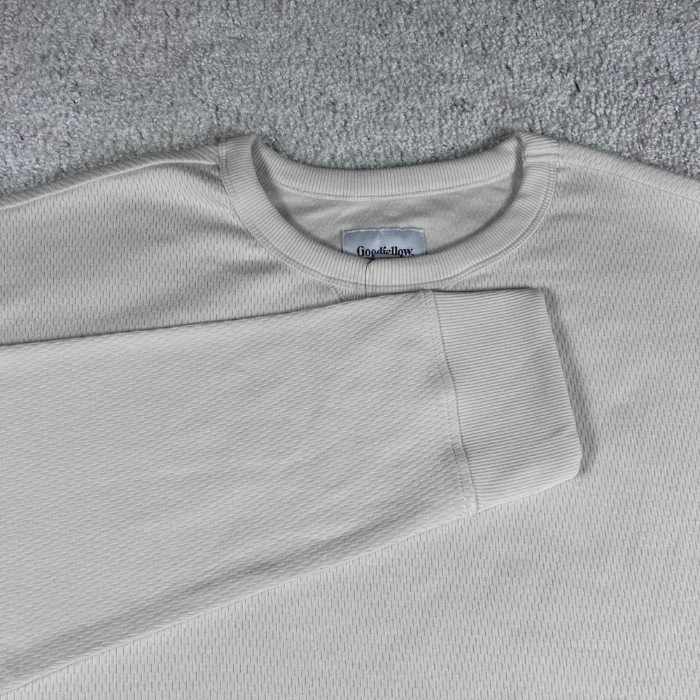 Goodfellow & Co Mens XXL Tall Off White Vintage Textured Long Sleeve Crew Shirt